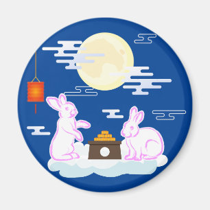 Mid Autumn Festival Moon Rabbit Mooncake Clouds Magnet