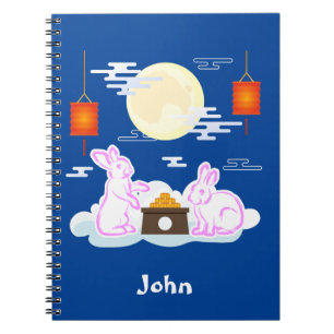 Mid Autumn Festival Moon Rabbit Mooncake Clouds Notebook