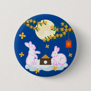 Mid Autumn Festival Moon Rabbit Mooncake Osmanthus 6 Cm Round Badge