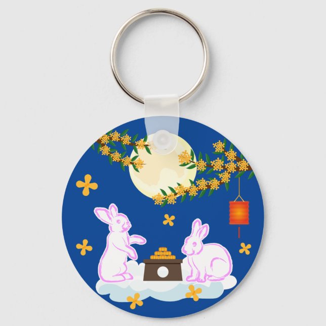 Mid Autumn Festival Moon Rabbit Mooncake Osmanthus Key Ring (Front)