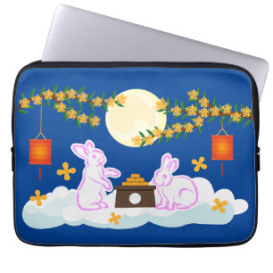 Mid Autumn Festival Moon Rabbit Mooncake Osmanthus Laptop Sleeve
