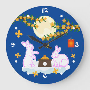 Mid Autumn Festival Moon Rabbit Mooncake Osmanthus Large Clock