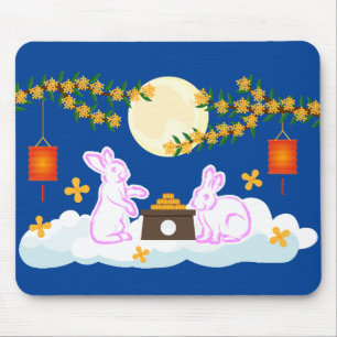 Mid Autumn Festival Moon Rabbit Mooncake Osmanthus Mouse Pad
