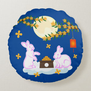 Mid Autumn Festival Moon Rabbit Mooncake Osmanthus Round Cushion