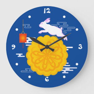 Mid Autumn Festival Mooncake Jumping Moon Rabbit Large Clock