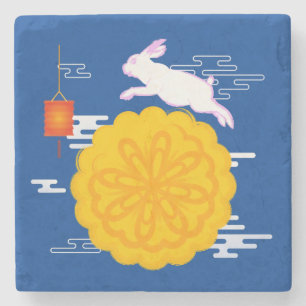 Mid Autumn Festival Mooncake Jumping Moon Rabbit Stone Coaster