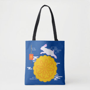 Mid Autumn Festival Mooncake Jumping Moon Rabbit Tote Bag