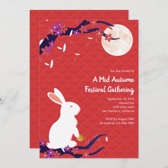 Mid Autumn Festival Red Invitation (Front/Back)