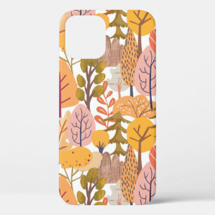 Mid autumn seamless pattern with multicolored tree iPhone 12 case
