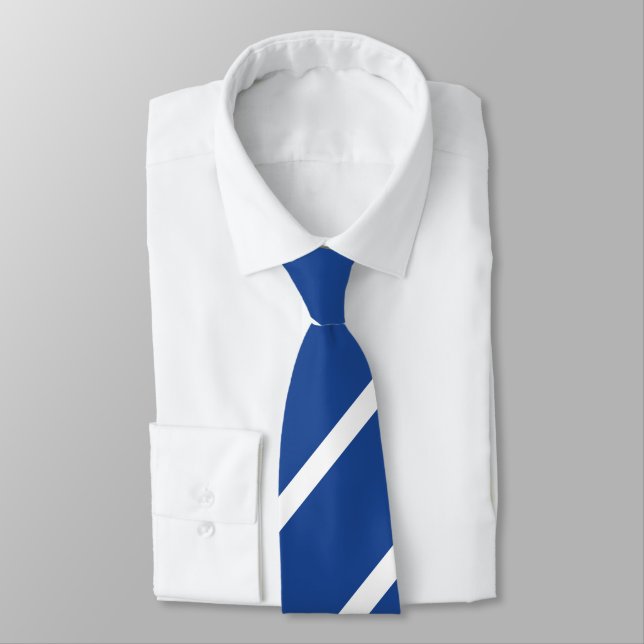 Mid-Blue and White Regimental Stripe Tie (Tied)