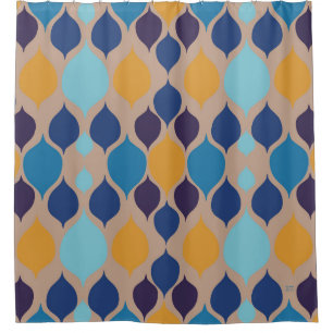 Mid Century 1960s Geometric Beige   Shower Curtain