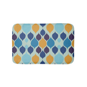 Mid Century 1960s Geometric Blue  Bath Mat