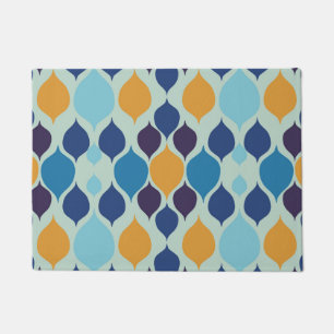Mid Century 1960s Geometric Blue Doormat