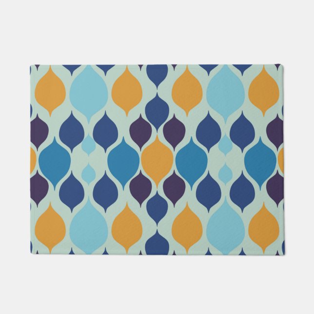 Mid Century 1960s Geometric Blue  Doormat (Front)