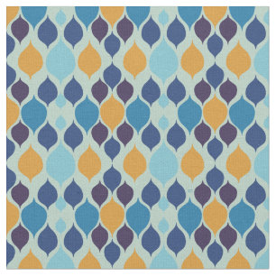 Mid Century 1960s Geometric Blue Fabric