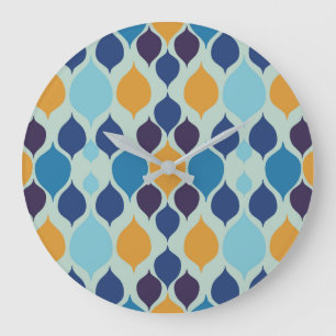 Mid Century 1960s Geometric Blue Large Clock