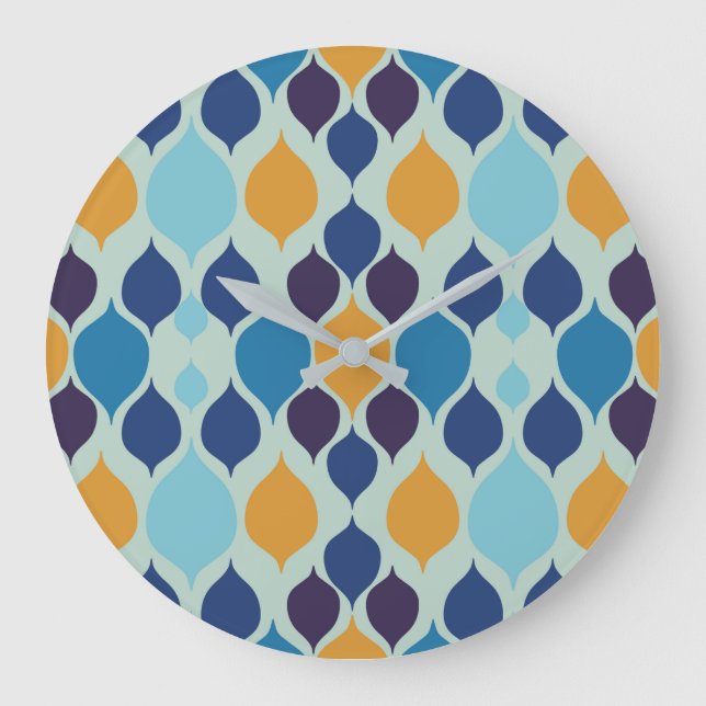 Mid Century 1960s Geometric Blue Large Clock (Front)