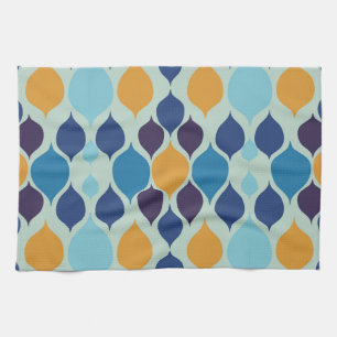 Mid Century 1960s Geometric Blue Tea Towel