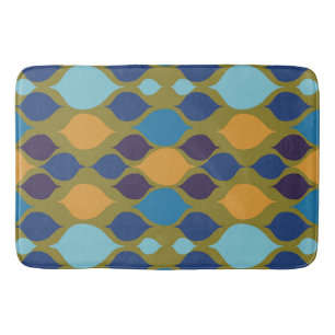 Mid Century 1960s Geometric Green  Bath Mat