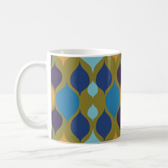 Mid Century 1960s Geometric Green Coffee Mug (Left)