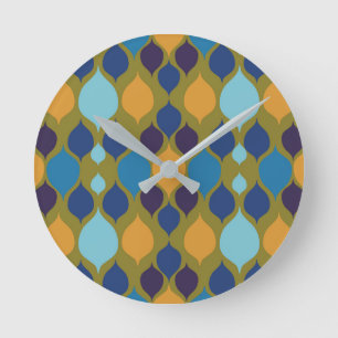 Mid Century 1960s Geometric Green Round Clock