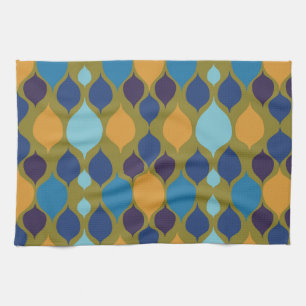 Mid Century 1960s Geometric Green Tea Towel