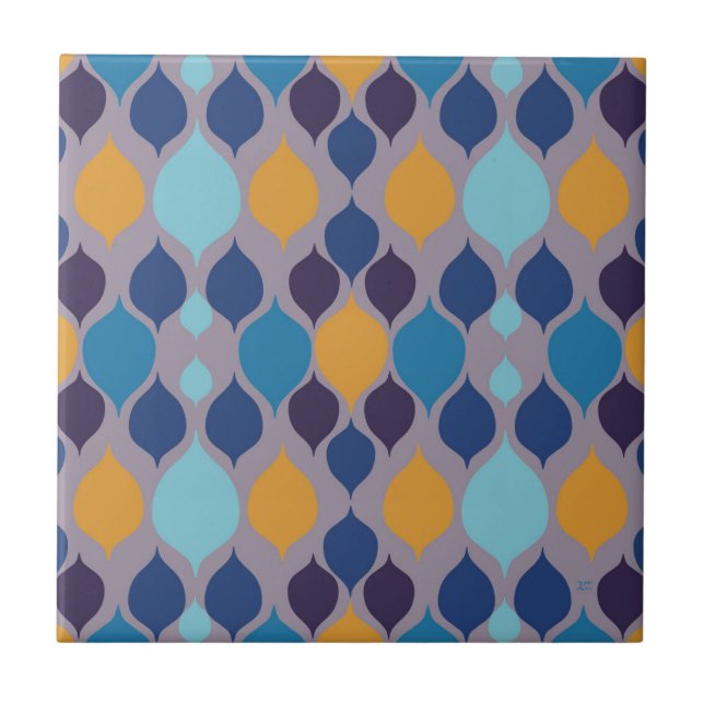 Mid Century 1960s Geometric Pastel  Ceramic Tile (Front)