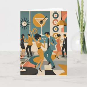 Mid Century 60s Hip Martini Cocktail Dance Party Card