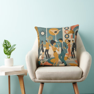 Mid Century 60s Hip Martini Cocktail Dance Party Cushion