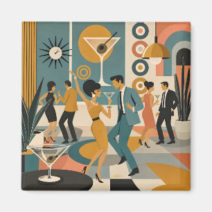 Mid Century 60s Hip Martini Cocktail Dance Party Magnet