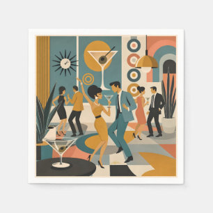 Mid Century 60s Hip Martini Cocktail Dance Party Napkin