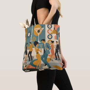 Mid Century 60s Hip Martini Cocktail Dance Party Tote Bag