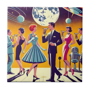 Mid Century 60s Space Age Cocktail Party Ceramic Tile