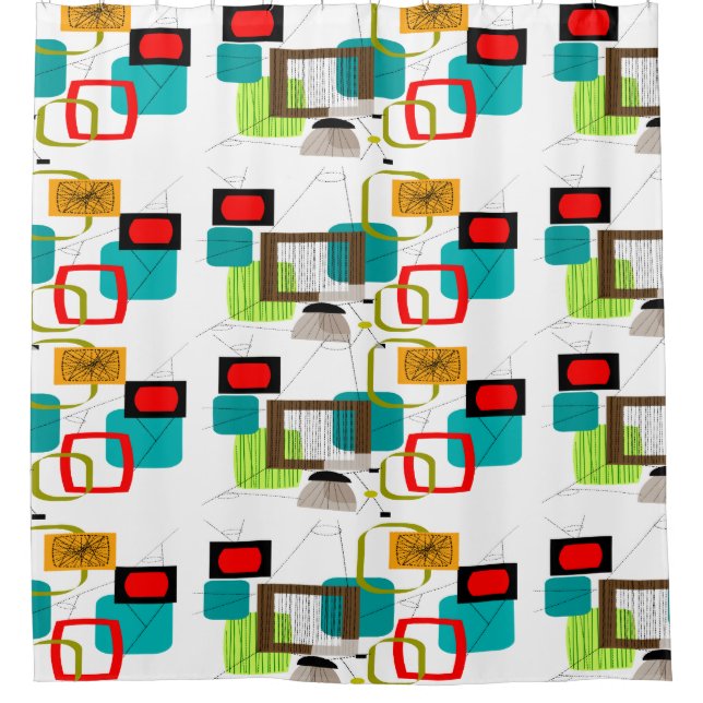 Mid-Century Abstract 3 Shower Curtain (Front)