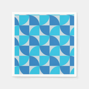 Mid century Abstract Blue and Turquoise Pattern Napkin