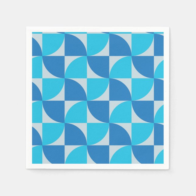 Mid century Abstract Blue and Turquoise Pattern  Napkin (Front)