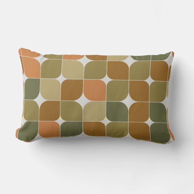 Mid Century Abstract Brown Orange Tan Pattern  Lumbar Cushion (Front)