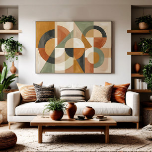 Mid-Century Abstract Earthy Tones Poster