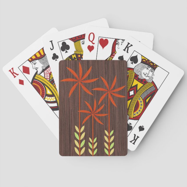 Mid Century Abstract Flowers Playing Cards (Back)