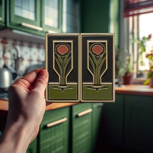 Mid-Century Abstract Garden Florals Greenhouse Ceramic Tile