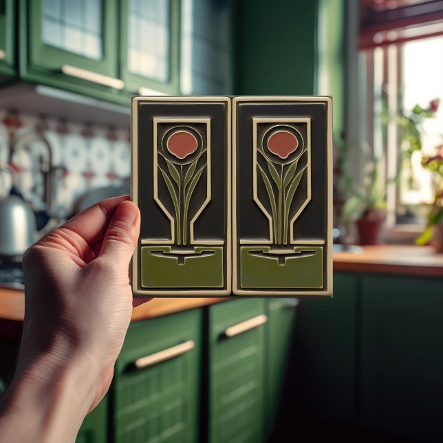 Mid-Century Abstract Garden Florals Greenhouse Ceramic Tile (Creator Uploaded)