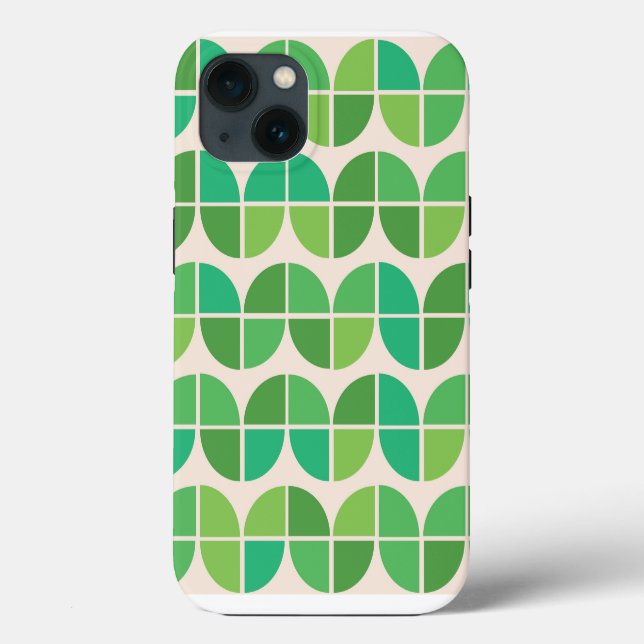  Mid Century Abstract Geometric Green Pattern  Case-Mate iPhone Case (Back)