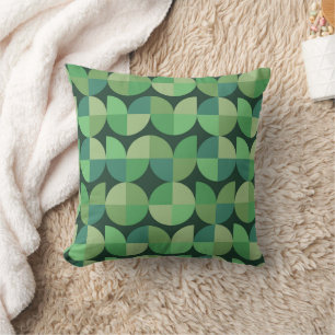 Mid Century Abstract Geometric Green Shapes Cushion