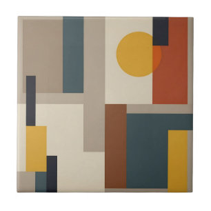 Mid Century Abstract Geometric Harmony Ceramic Tile
