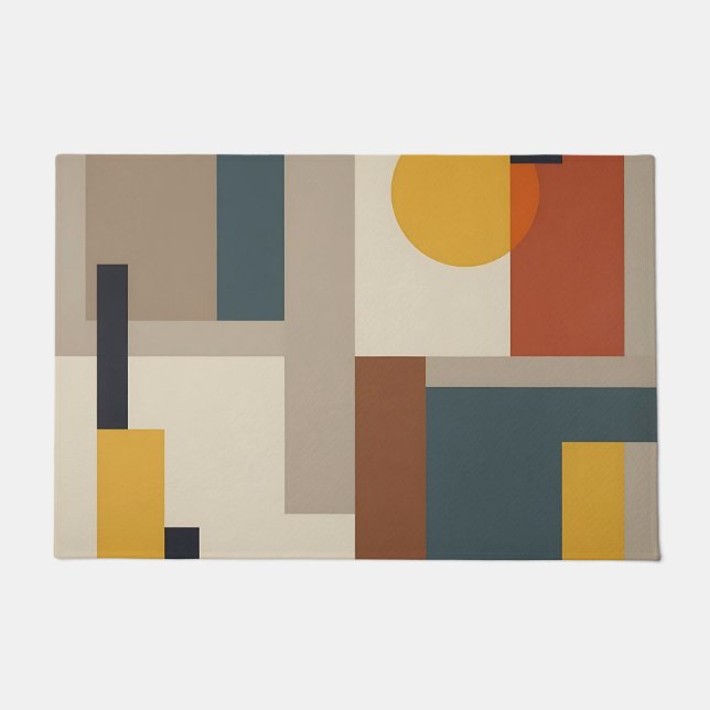 Mid Century Abstract Geometric Harmony Doormat (Front)