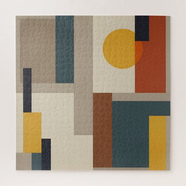Mid Century Abstract Geometric Harmony Jigsaw Puzzle (Vertical)