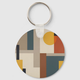 Mid Century Abstract Geometric Harmony Key Ring