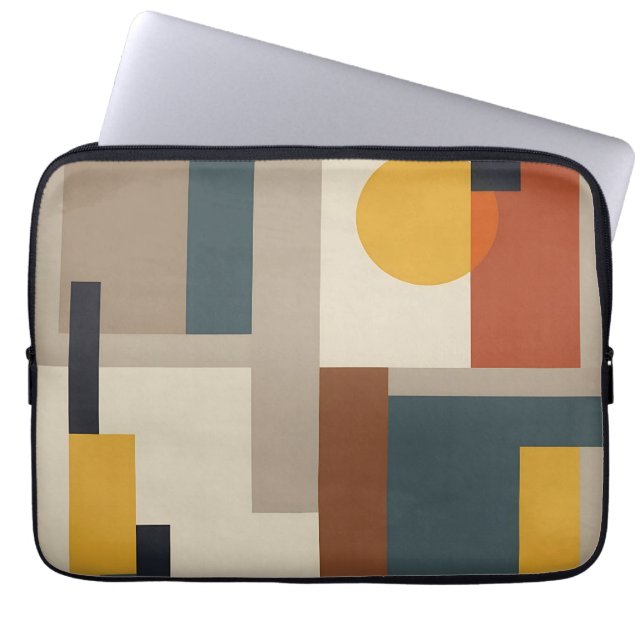 Mid Century Abstract Geometric Harmony Laptop Sleeve (Front)