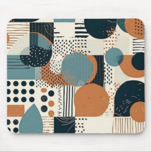 Mid Century Abstract Geometric Navy Rust Teal Mouse Pad