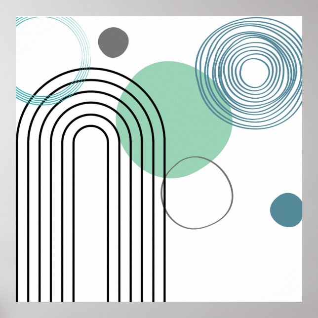 Mid Century Abstract Geometric pastel modern Poster (Front)